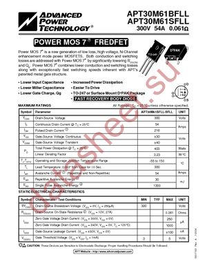 APT30M61SFLLG datasheet  